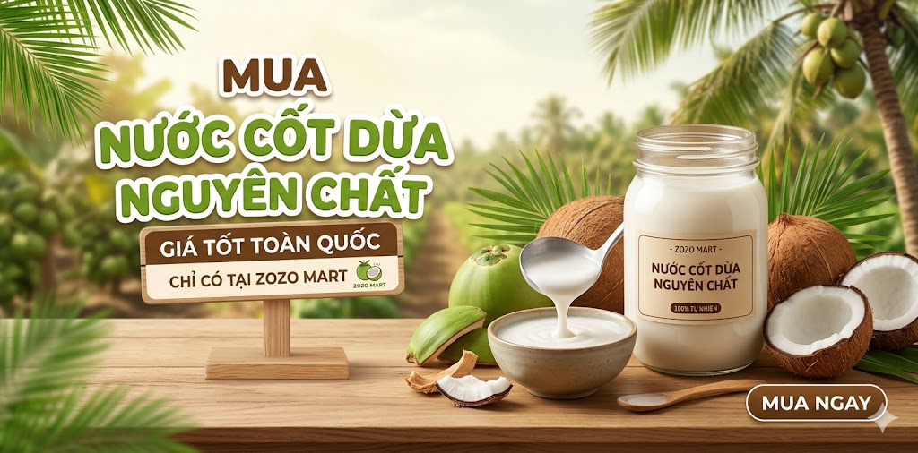 Nước cốt dừa nguyên chất 100% giá sỉ và lẻ Zozo Mart