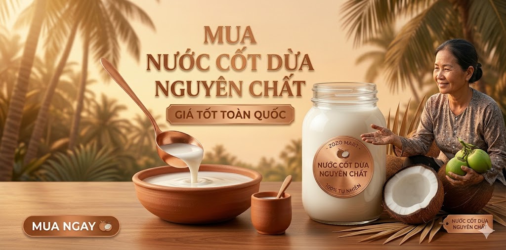 Mua nước cốt dừa nguyên chất giá tốt toàn quốc Zozo Mart