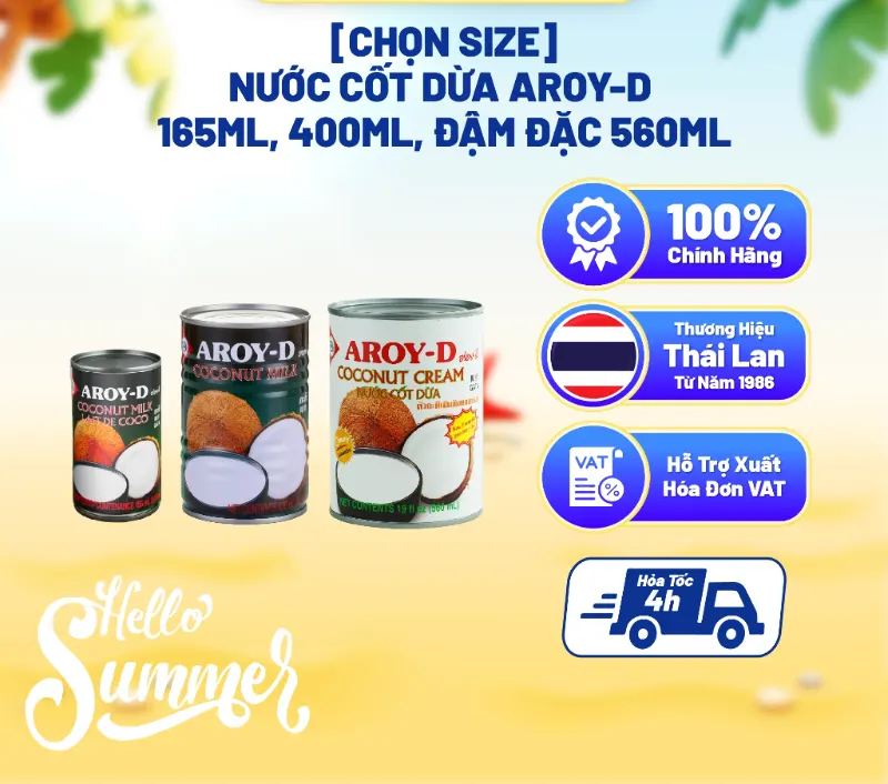 Nước cốt dừa đóng hộp Aroy-D