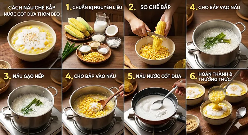 Cách nấu chè bắp nước cốt dừa thơm béo