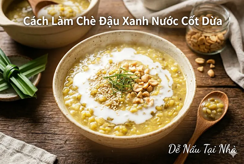 Chè đậu xanh nước cốt dừa thơm bùi dễ nấu tại nhà