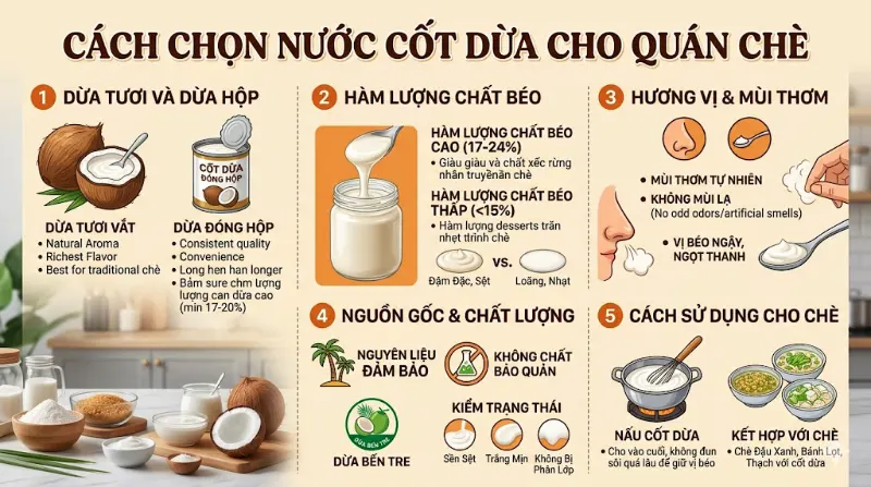 Cách chọn nước cốt dừa cho quán chè