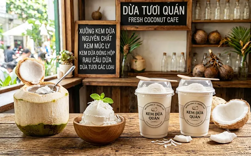 Nước cốt dừa nguyên chất kem dừa cho quán kem xưởng kem và kem dừa đóng ly