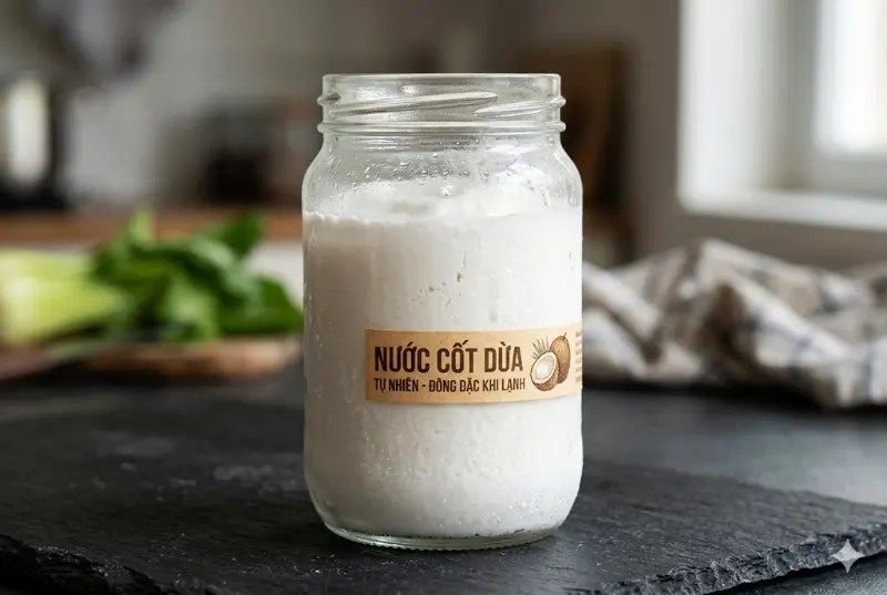 Nước cốt dừa bị đông sau khi để trong ngăn mát tủ lạnh