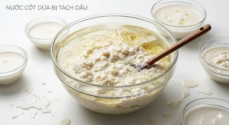 Nước cốt dừa bị tách lớp sau khi để lạnh trong tủ lạnh