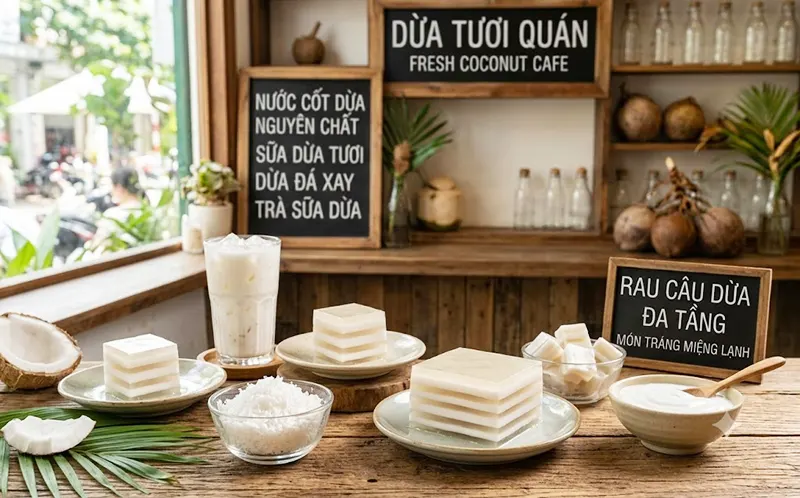 Nước cốt dừa nguyên chất rau câu dừa cho rau câu nhiều lớp và món tráng miệng lạnh