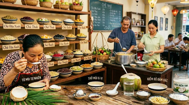 Cách thử nước cốt dừa trước khi dùng cho quán chè
