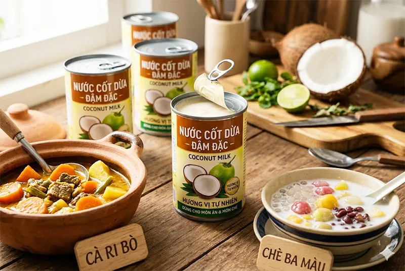 Nước cốt dừa đóng hộp dùng cho món gì ngon?