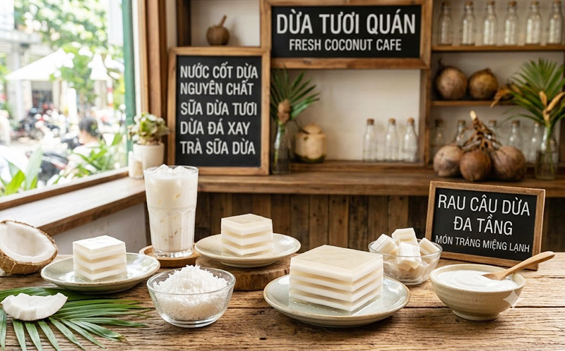 Nước cốt dừa nguyên chất rau câu dừa hình 0